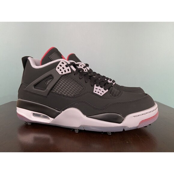 Nike Air Jordan 4 Retro Golf "Bred" Black/Red Men’s Size 10 CU9981-002 - Picture 2 of 11